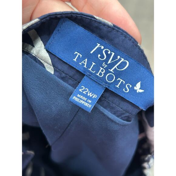 RSVP by Talbots Women's Blue Silver Floral Pleated Zip A-line Skirt Size 22WP - Picture 10 of 13